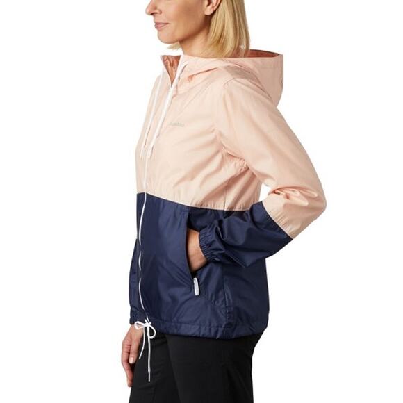 Columbia Womens Medium Flash Forward Windbreaker Jacket Colorblock Hooded Zip - Picture 2 of 13
